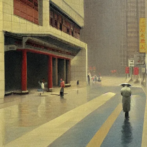 Prompt: small rain in beijing , by Hopper Edward