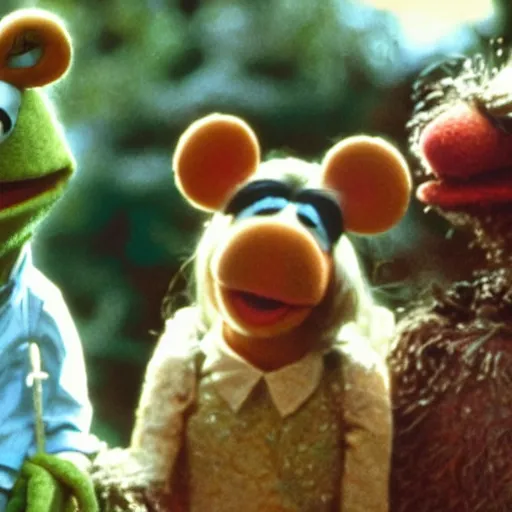 Prompt: a still of the Muppets in E.T. (1982)