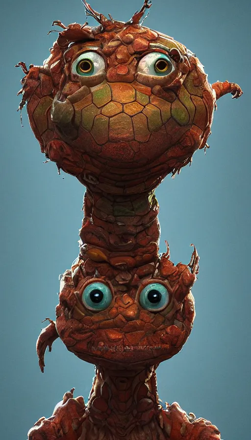 Prompt: a strange bird turtle giraffe chimp chimera creature with scales and feathers waiting for the bus with other monsters, on an alien planet, platonic forms, in the style of shaun tan, sam shearon, dr seuss, leng jun, close up, dreamy, playful, fantastic, wonderful, science fiction, dramatic studio lighting, 3 d sculpture unreal engine