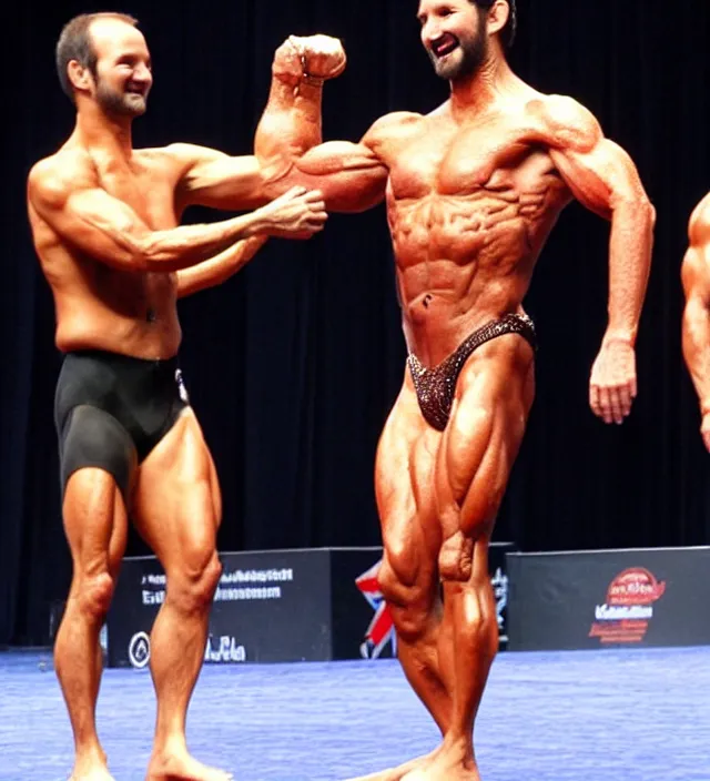 Image similar to Nick Vujicic winning the world bodybuilding championship