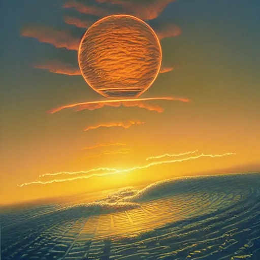 Image similar to bio-futurism,utopia,differential growth,beautiful sunset,michael whelan,photorealistic,detailed