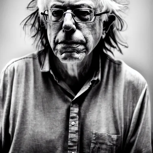 Prompt: Bernie Sanders, grungy, unkept hair, glowing eyes, modelsociety, radiant skin, huge anime eyes, RTX on, perfect face, directed gaze, intricate, Sony a7R IV, symmetric balance, polarizing filter, Photolab, Lightroom, 4K, Dolby Vision, Photography Award