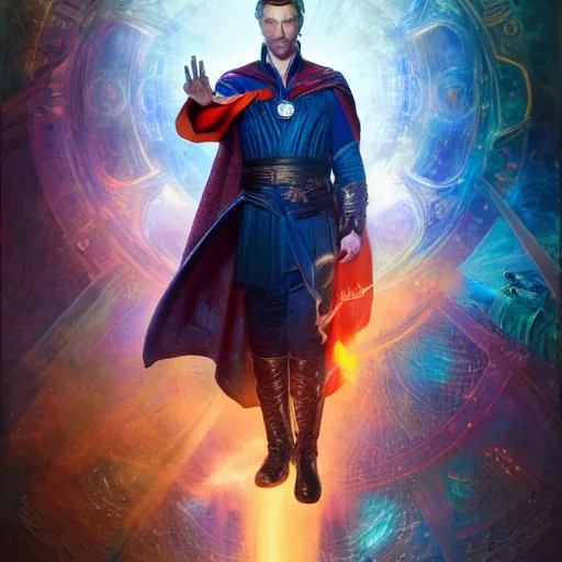 Image similar to joe biden as doctor strange, radiant light, caustics, heroic, bright iridescent light, by gaston bussiere, bayard wu, greg rutkowski, maxim verehin