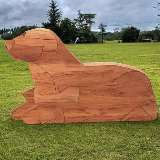 Prompt: a giant dog made of wood