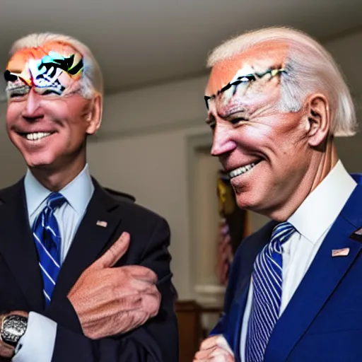 Image similar to A photo of joe biden teams up with a teenage joe biden, perfect faces, 50 mm, award winning photography