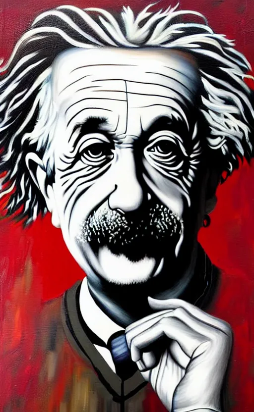 Prompt: a portrait of albert einstein and his equation, by sandra chevrier