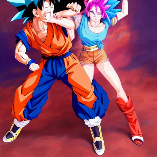 Prompt: An anime portrait of Goku dancing salsa with Bulma , by Stanley Artgerm Lau, WLOP, Rossdraws, James Jean, Andrei Riabovitchev, Marc Simonetti, and Sakimichan, tranding on artstation