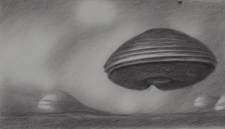 Image similar to mothership on an alien planet, 1 9 th century charcoal and pencil drawing, high detail, high contrast