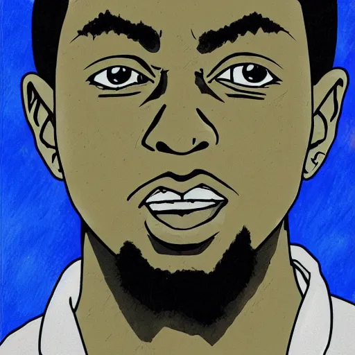 Prompt: kendrick lamar drawn in the style of dragon ball z