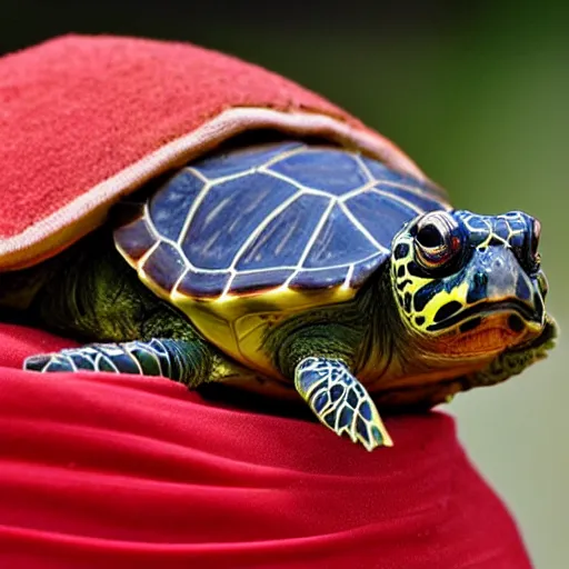 Image similar to red Ear slider turtle as the pope