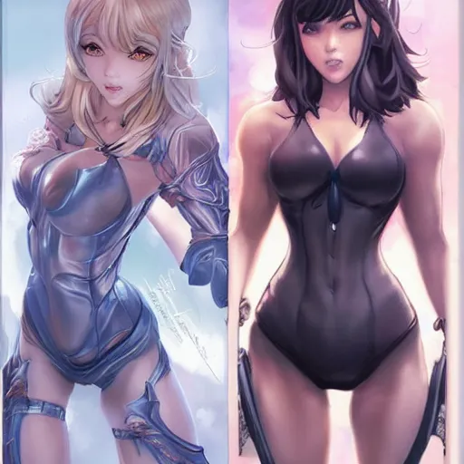 Image similar to wlop girls vs artgerm girls