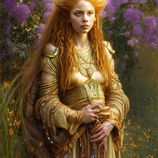 Image similar to highly detailed full portrait of a enchanted lioness in the form of a beautiful young princess. d & d, art by donato giancola and ruan jia and carl larsson and magali villeneuve. trending on artstation, intricate details, energetic composition, golden ratio, concept art, illustration, elegant art