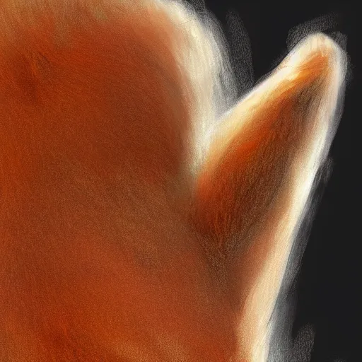 Image similar to underside of a fox paw, fluffy, paw pads, pawprints, anatomically correct vulpine, 4 k, digital art