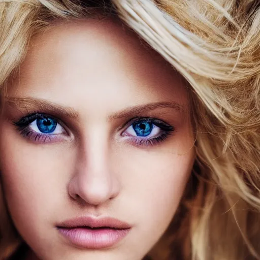 Image similar to photography of the face of a blond young woman, 8 k photo. highly detailed. sharp details, pretty eyes