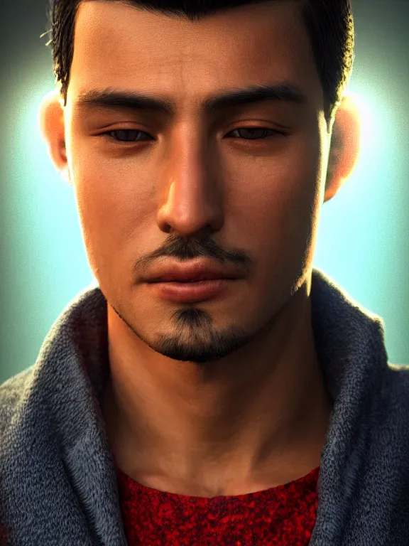 Prompt: portrait art of a very handsome Peruvian man, 8k ultra realistic, lens flare, atmosphere, glow, detailed,intricate, full of colour, cinematic lighting, trending on artstation, 4k, hyperrealistic, focused, extreme details,unreal engine 5, cinematic, masterpiece