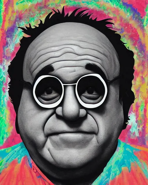 Image similar to Portrait of Danny Devito in the style of Rick & Morty