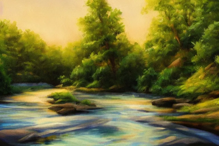 Image similar to summer river digital oil painting