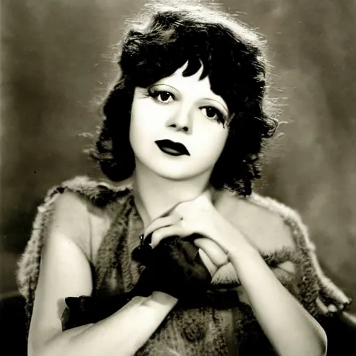 Prompt: surrealism era portrait of clara bow