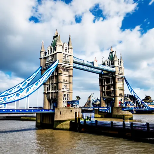 Prompt: tower bridge sunny day, modern photography, 4k,