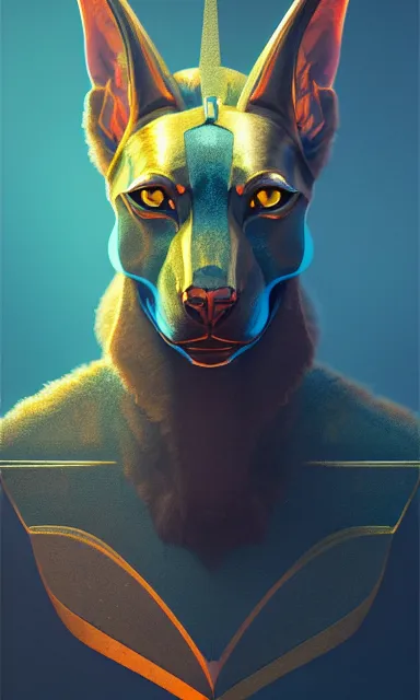 Prompt: the god anubis, portrait, sharp focus, digital art, artstation, cgsociety, wlop, concept art, post processed, dynamic lighting, by emylie boivin, rossdraws and jazza