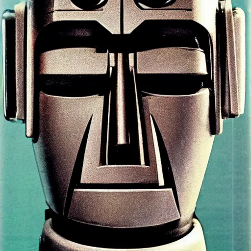 Prompt: brutal robot face with styling from the 70s