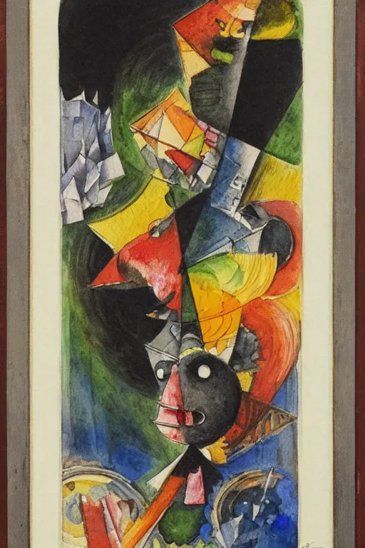 Prompt: a watercolor of king bob - omb by max ernst and frantisek kupka