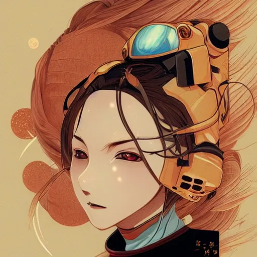 Image similar to anime manga portrait young woman astronaut , intricate, elegant, highly detailed, digital art, ffffound, art by JC Leyendecker and sachin teng