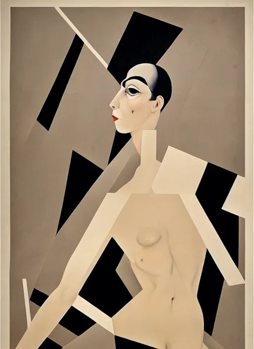 Image similar to constructivism monumental graphic super flat style figurative detailed portrait by avant garde painter and leon bakst, illusion surreal art, highly conceptual figurative art, intricate detailed illustration drawing, controversial poster art, geometrical drawings, no blur