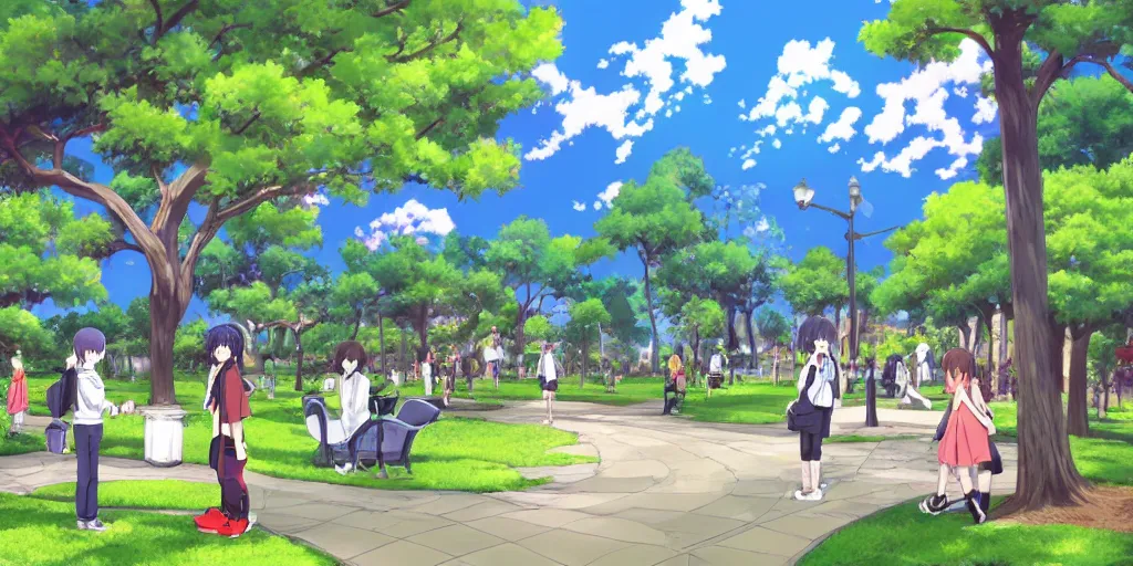 Image similar to anime background of a park, award - winning digital art