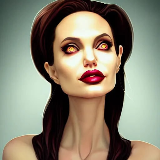 Prompt: Portrait of Angelina Jolie as a succubus demon, mattepainting concept Blizzard pixar maya engine on stylized background splash comics global illumination lighting artstation lois van baarle, ilya kuvshinov, rossdraws