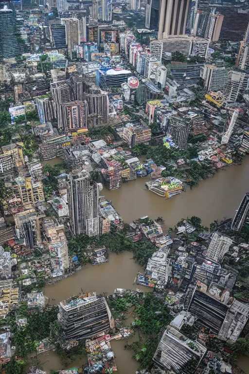 Image similar to jakarta is sinking, very high resolution images, with very fine details, with shots of the world's most famous photographers