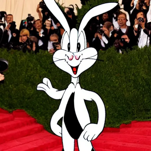 Image similar to photo of bugs bunny at the met gala