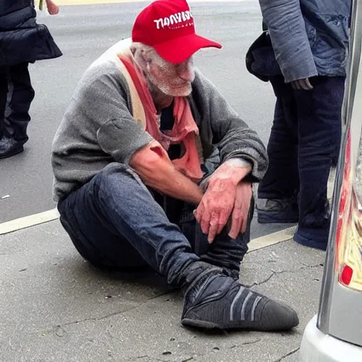 Prompt: homeless donald trump