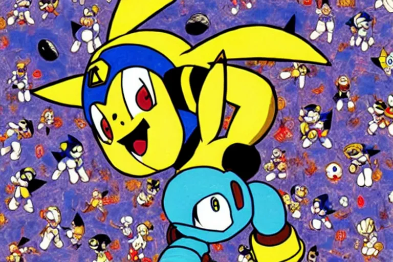 Prompt: Megaman as Pikachu, Junji Ito