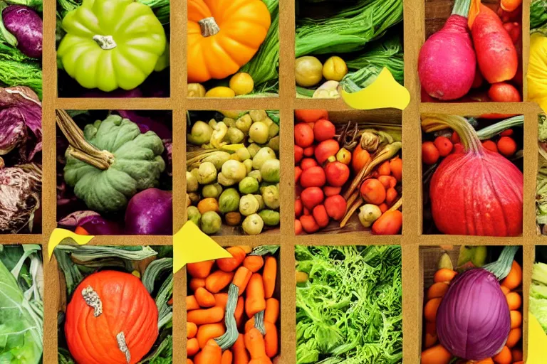 Prompt: magazine quality photo shoot of beautifully displayed fall vegetables