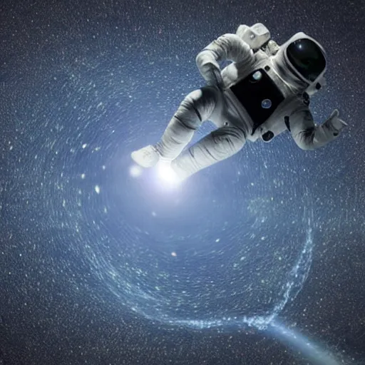 Image similar to astronaut falling into a black hole