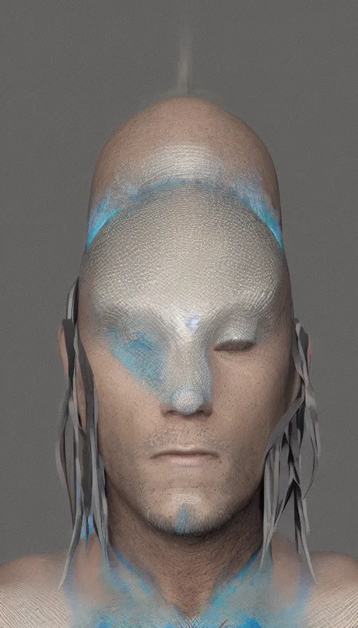 Image similar to portrait of a digital shaman, with vray