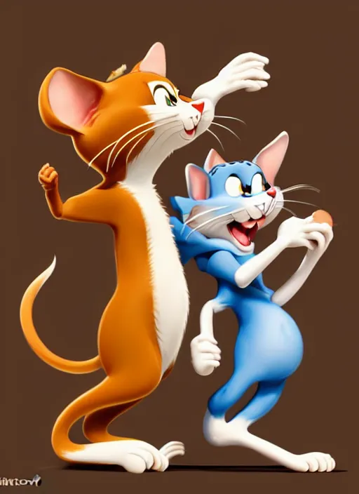 Image similar to tom and jerry eating ice cream full - body and head view, highly detailed, zeronis style, artstation, soft light, sharp focus, illustration, character design, concept art