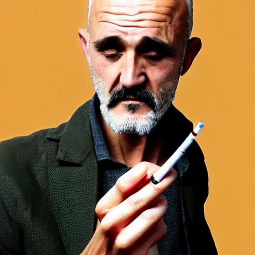 Image similar to very accurate photo, very coherent image, hyper realistic photo of a man holding a cigarette in a hand, by Omar Reda, Tim Booth, award-winning shot