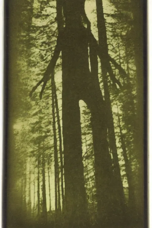 Image similar to man made of forest, surreal, 1 9 1 0 polaroid photo