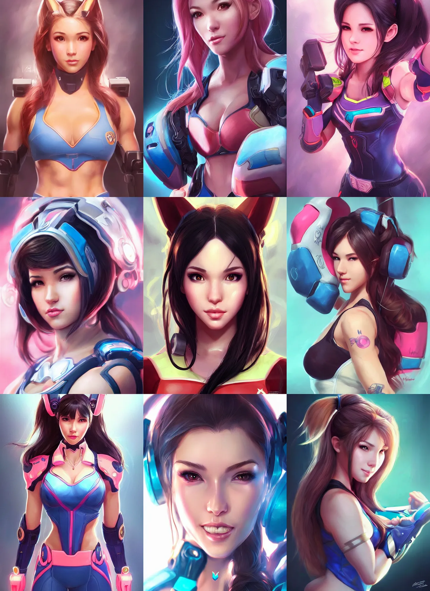 Image similar to beautiful portrait of a gorgeous personal trainer who looks like D. Va , character design by Ross Tran, artgerm detailed, soft lighting