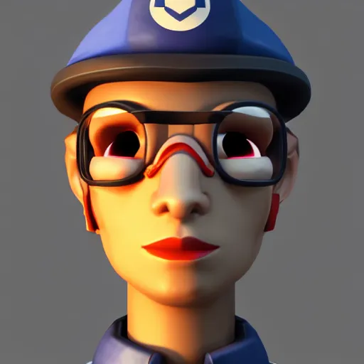 Prompt: 3 d render portrait of engineer from team fortress 2 by valve as a woman, 4 k, 8 k, hd, high resolution, highly detailed, ultra realistic faces, digital art, trending on artstation, team fortress 2