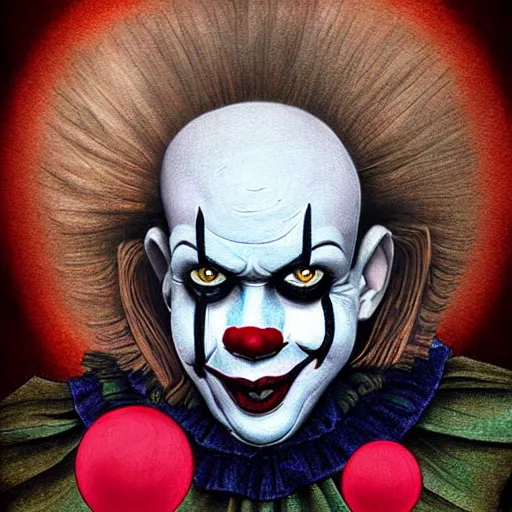 Prompt: portrait of pennywise mixed with batman by aalto alvar