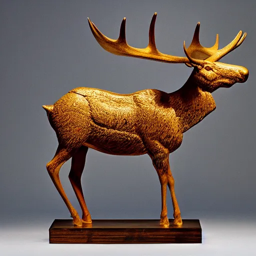 Image similar to an intricate golden model of a swedish moose