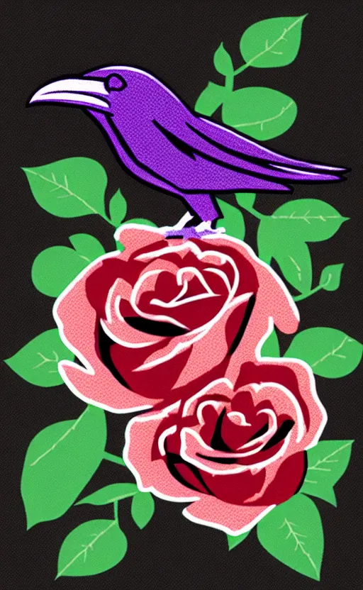 Image similar to ravens and roses illustration