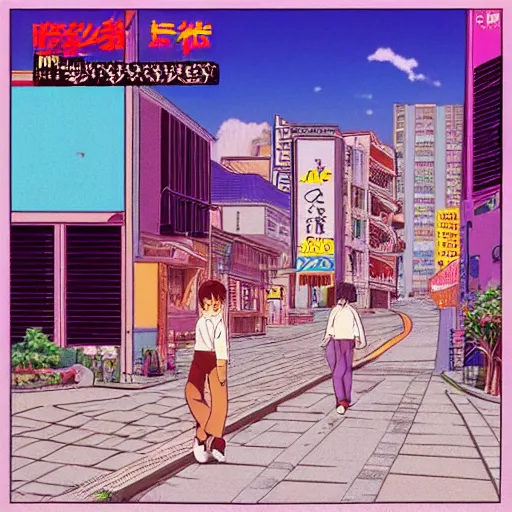 Prompt: man walking streets of quarter latin, sprite, vaporwave nostalgia, directed by beat takeshi, visual novel cg, 8 0 s anime vibe, kimagure orange road, maison ikkoku, sketch by osamu tezuka, directed by makoto shinkai and beat takeshi