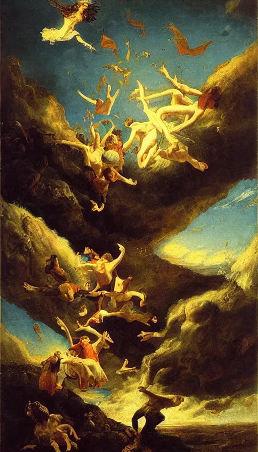 Image similar to The Fall From Heaven, by Gustav Carl Carus