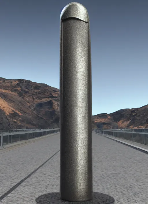 Image similar to highly detailed render of a futuristic metallic stele standing on the road made in unreal engine 4