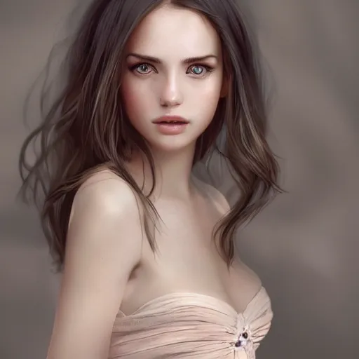 Image similar to a gorgeous female photo, professionally retouched, soft lighting, wearing sundress, illuminated by moonlight realistic, smooth face, raven haired, light freckles, perfect eyes, wide angle, sharp focus on eyes, 8 k high definition, insanely detailed, intricate, elegant, art by artgerm and wlop