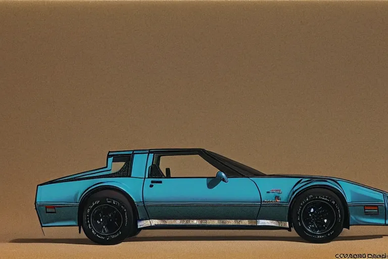 Image similar to intricate, 3 d, 1 9 8 5 c 4 corvette trans am wagon estate, style by caspar david friedrich and wayne barlowe and ted nasmith.